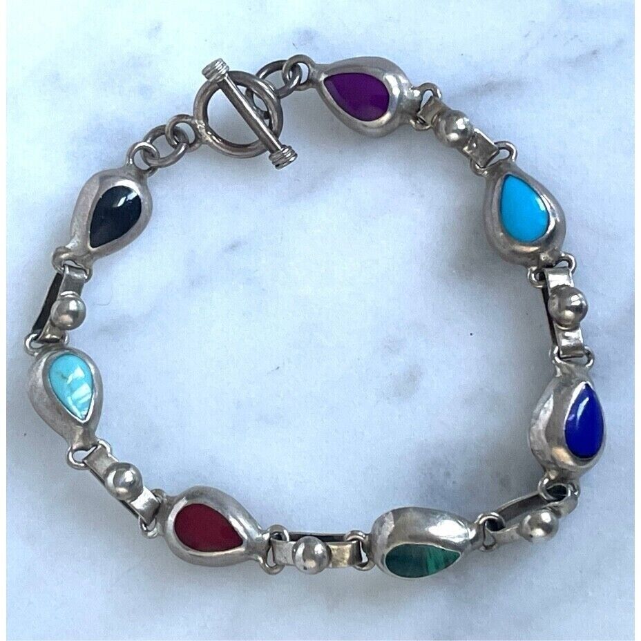 925 STERLING SILVER MULTI GEMSTONE BRACELET SKY