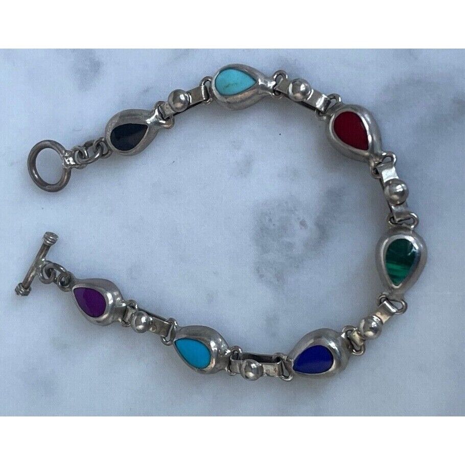 925 STERLING SILVER MULTI GEMSTONE BRACELET SKY