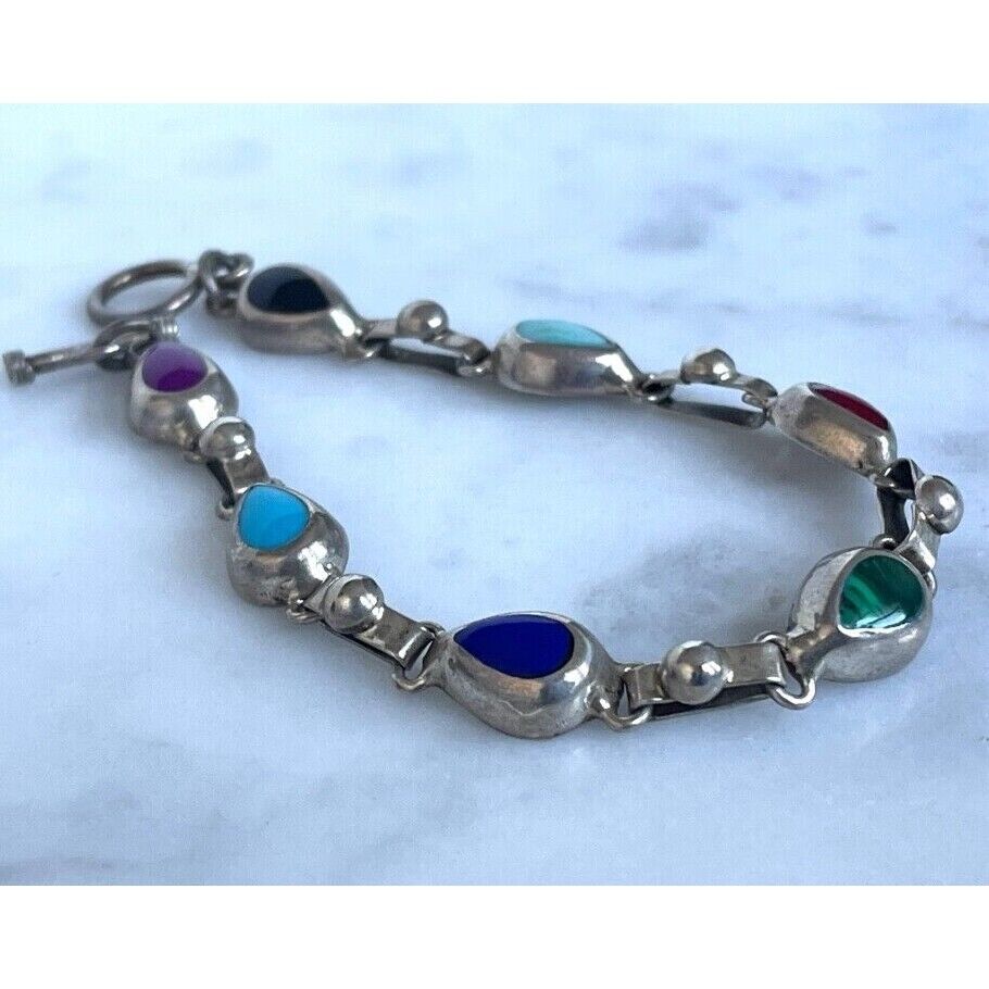 925 STERLING SILVER MULTI GEMSTONE BRACELET SKY