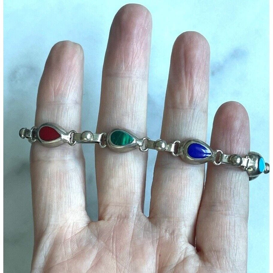 925 STERLING SILVER MULTI GEMSTONE BRACELET SKY