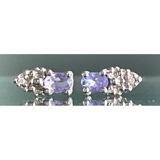 WHITE GOLD TANZANITE AND DIAMOND STUD  EARRINGS SKY