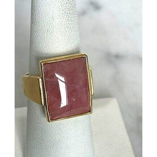 925 STERLING SILVER VERMEIL AND RHODOCHROSITE RING SIZE 7 SKY