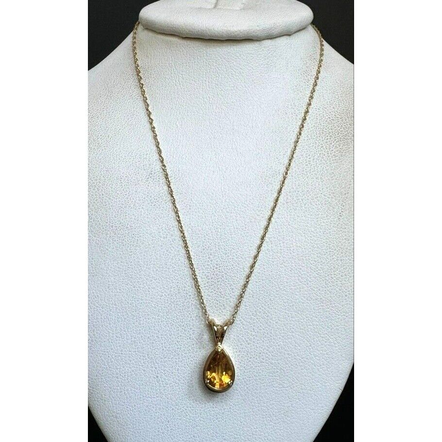 14K YELLOW GOLD  AND GOLDEN CITRINE PENDANT NECKLACE SKY