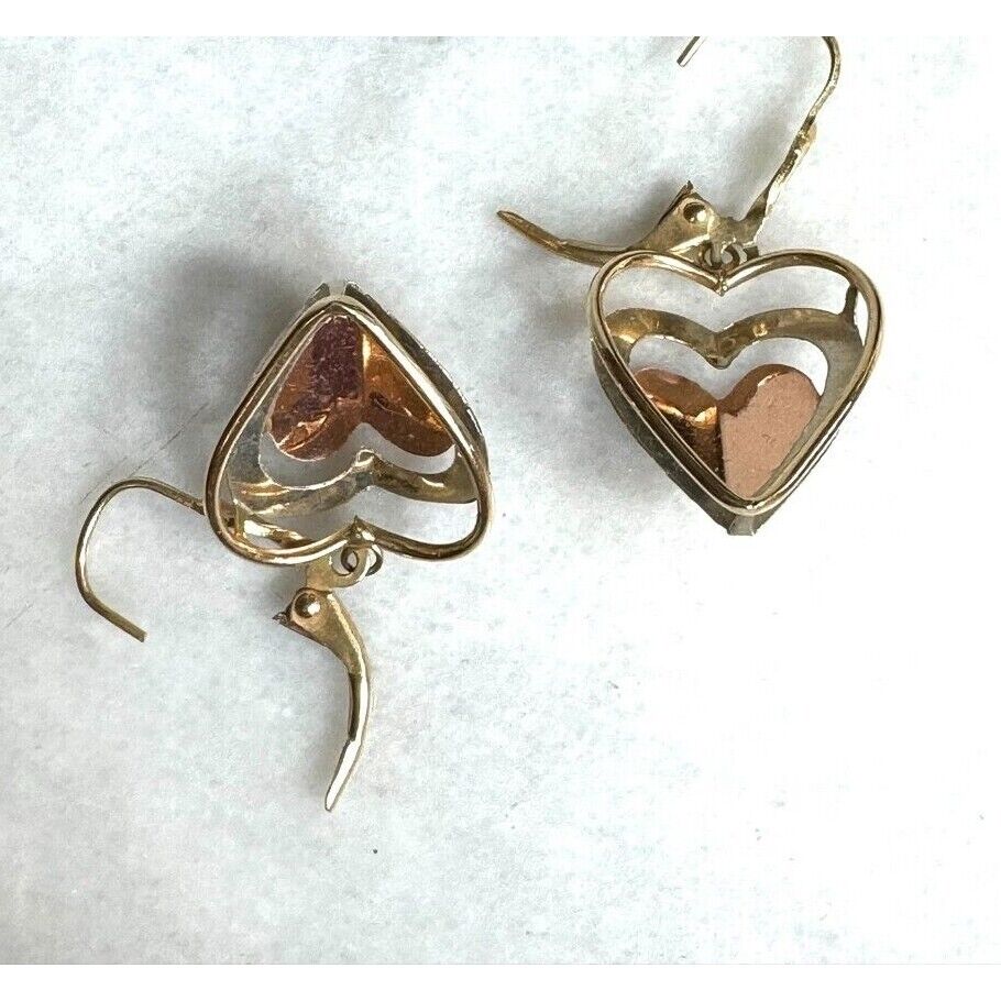 14K MULTICOLORED GOLD BRIGHT CUT HEART EARRINGS SKY