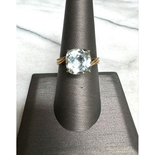 YELLOW GOLD AND GOSHENITE  RING SIZE 8 SKY