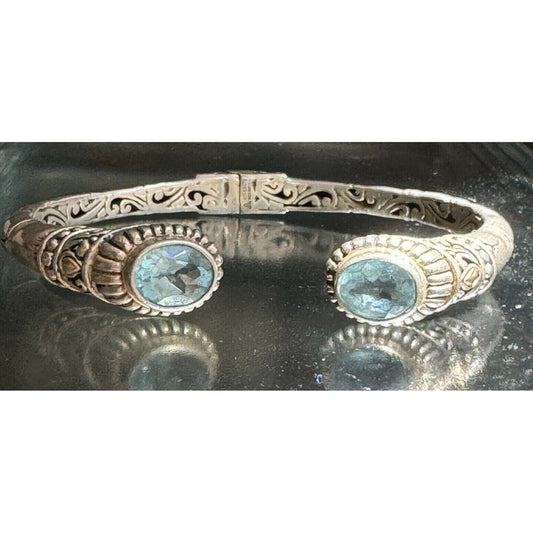 925 STERLING SILVER AND 18K GOLD AND TOPAZ CUFF BRACELET SKY