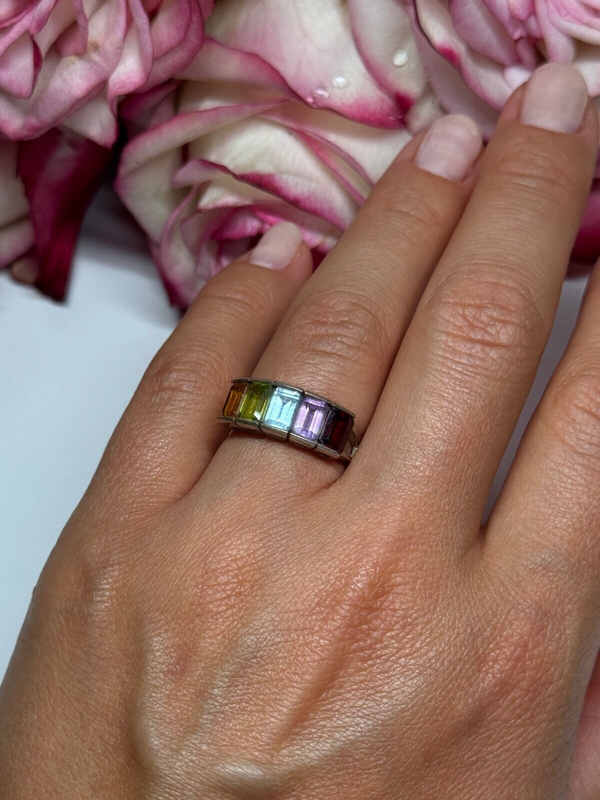 925 STERLING SILVER TOURMALINE RING SIZE 5.5