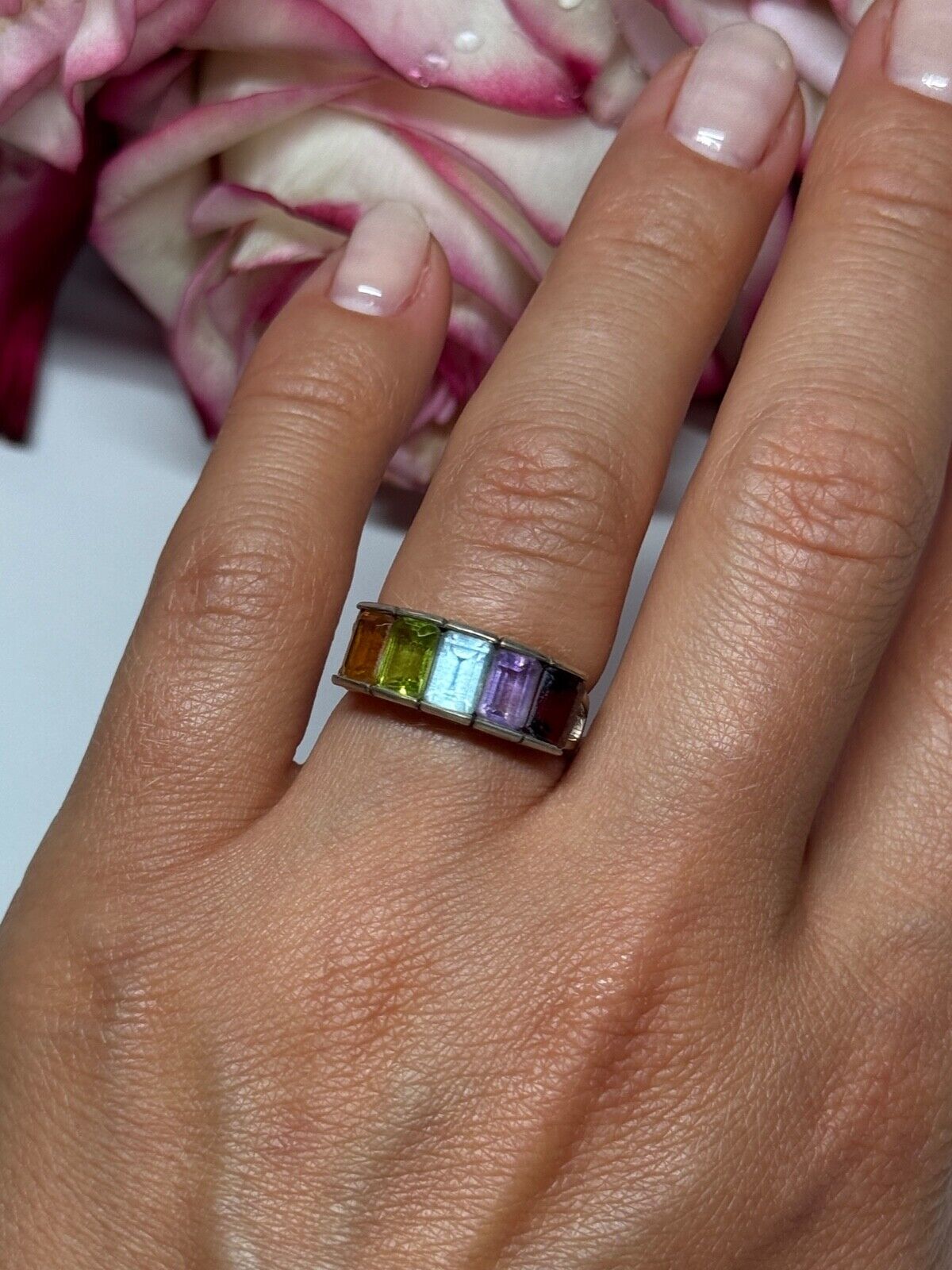 925 STERLING SILVER TOURMALINE RING SIZE 5.5