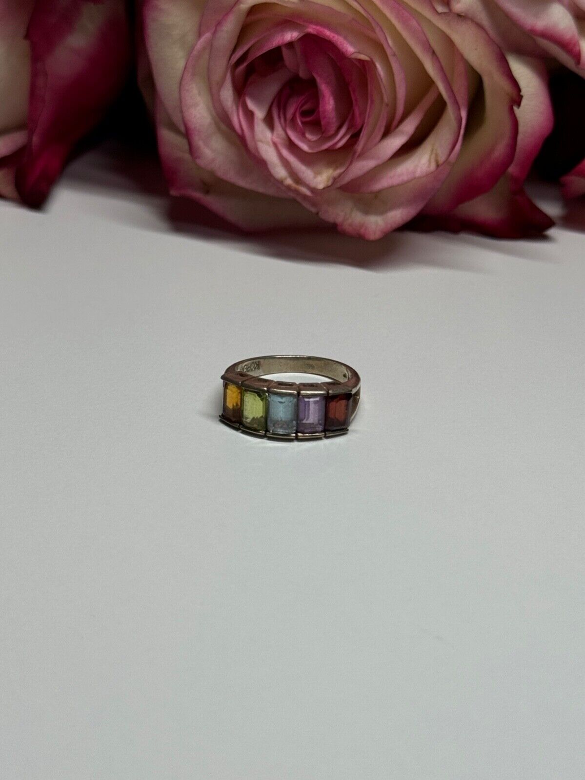 925 STERLING SILVER TOURMALINE RING SIZE 5.5