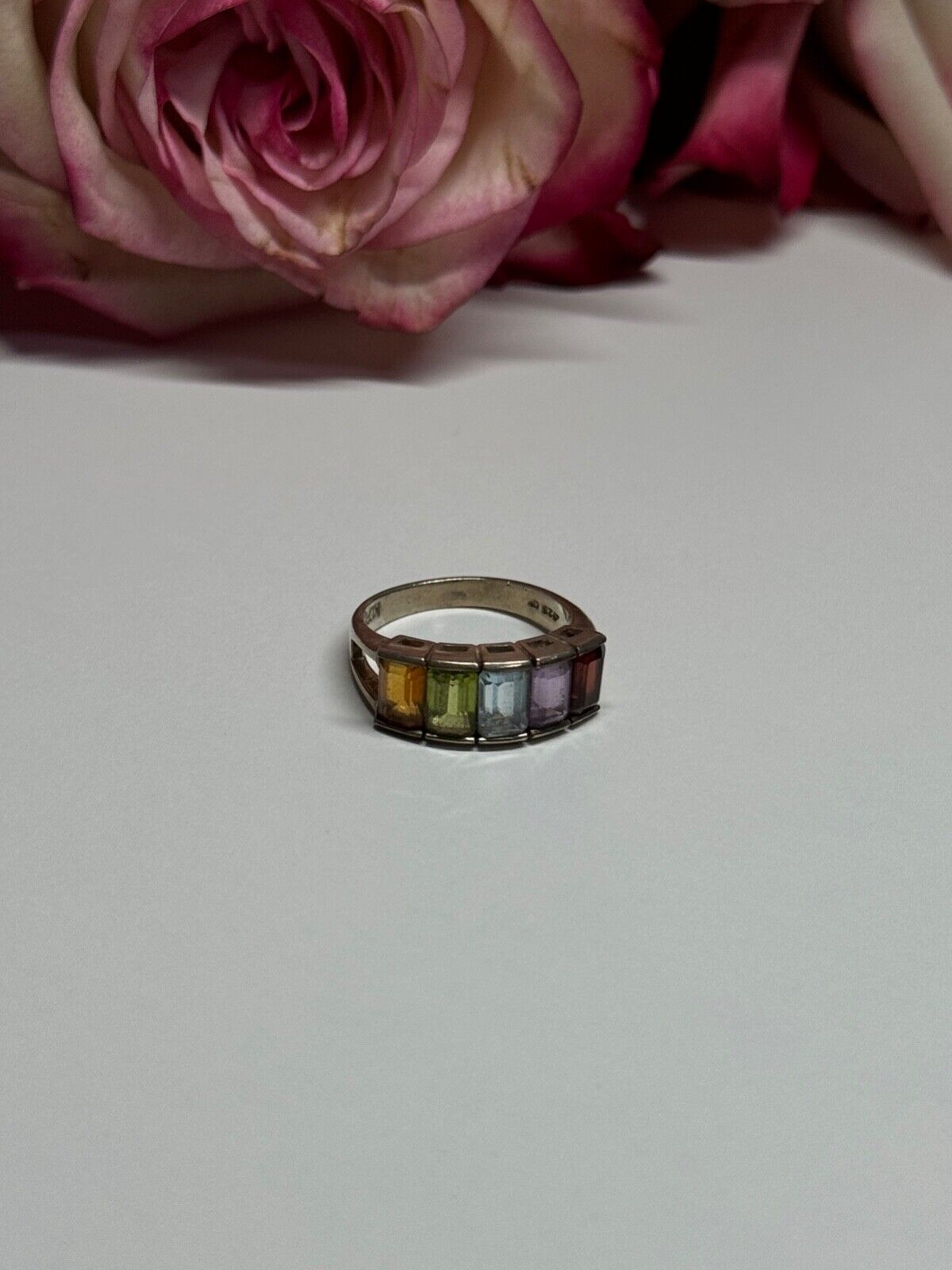 925 STERLING SILVER TOURMALINE RING SIZE 5.5