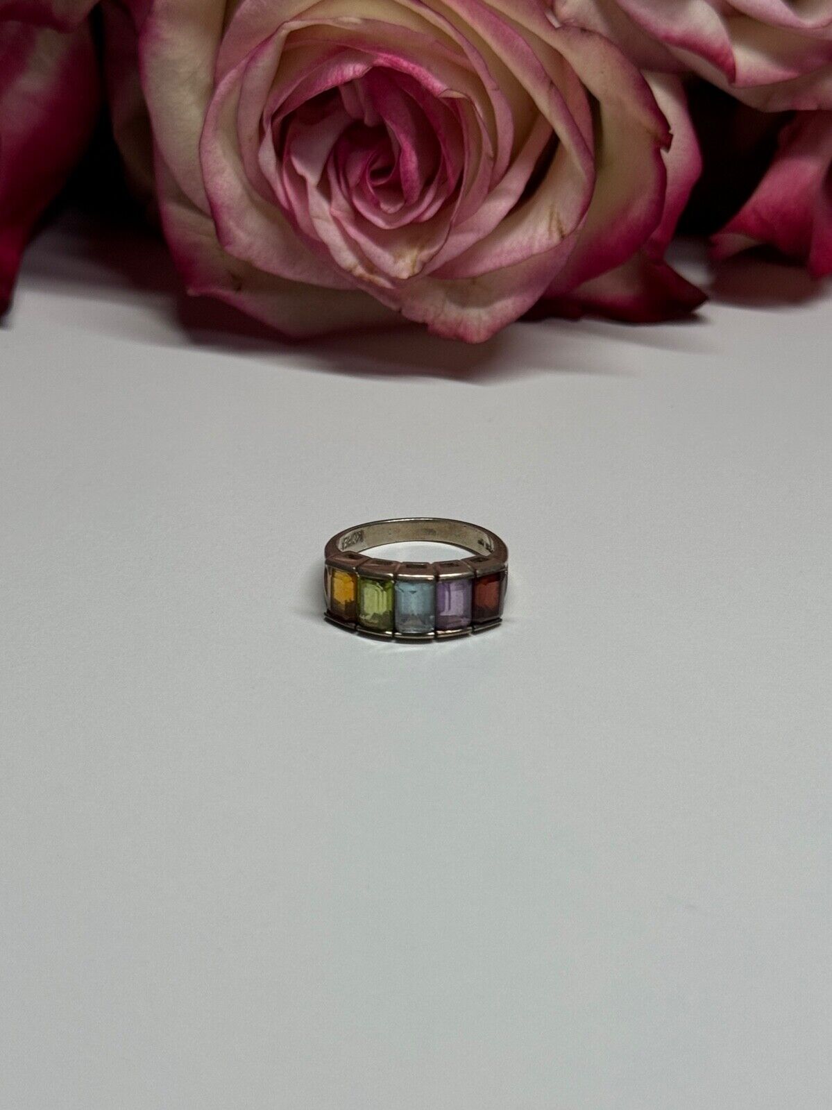 925 STERLING SILVER TOURMALINE RING SIZE 5.5