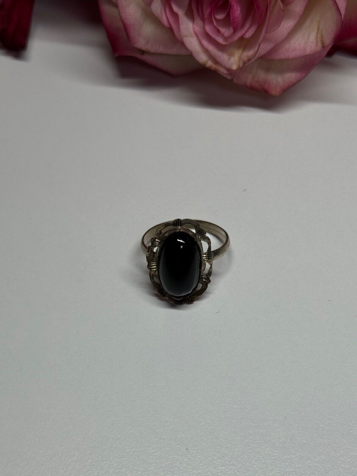 925 STERLING SILVER ONYX RING SIZE 5