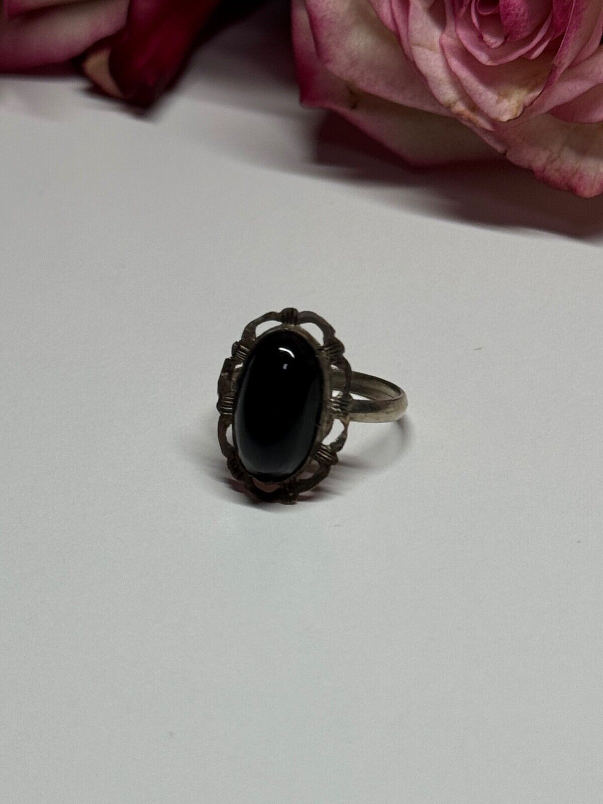 925 STERLING SILVER ONYX RING SIZE 5