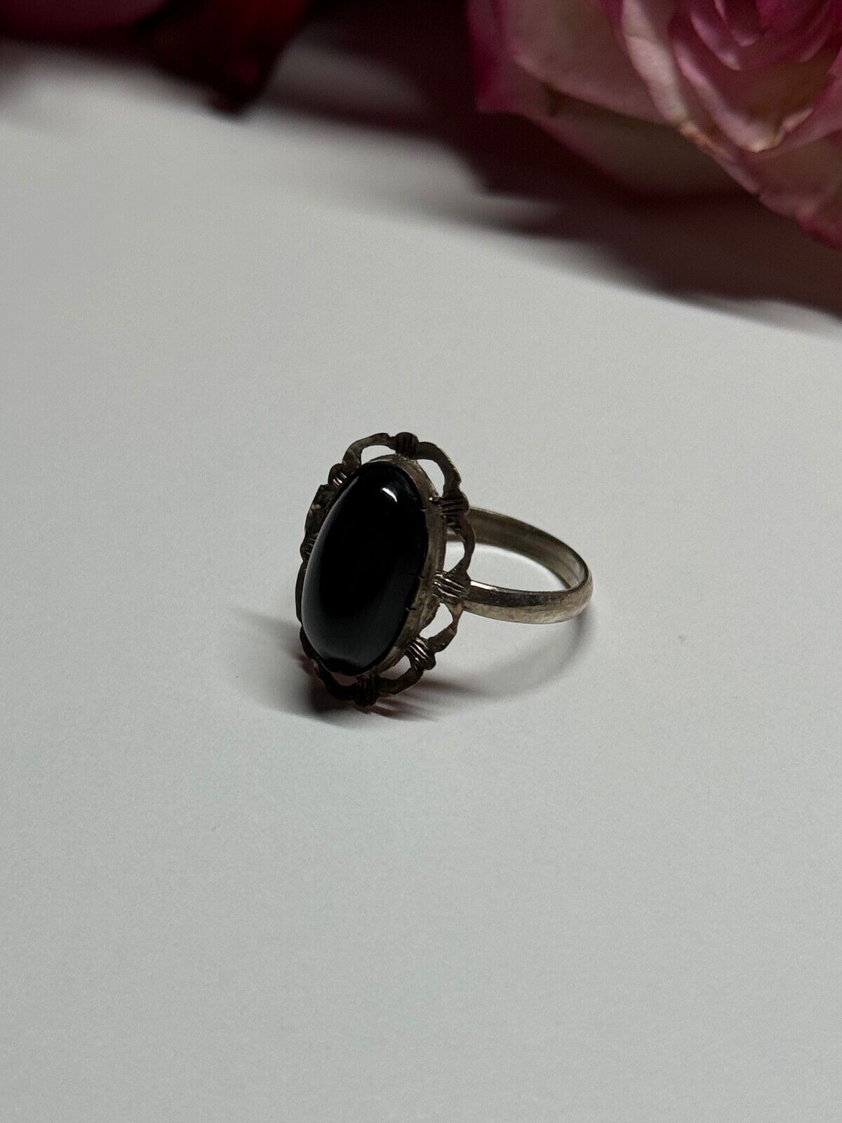 925 STERLING SILVER ONYX RING SIZE 5