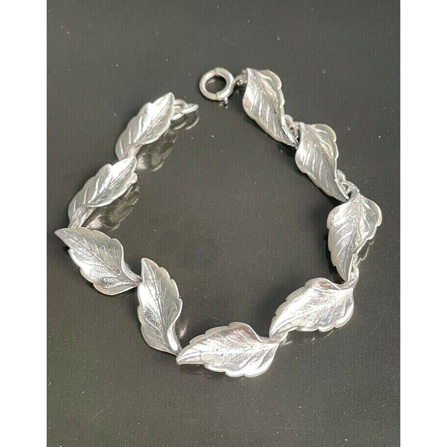 925 STERLING SILVER LEAVES LINK BRACELET SKY