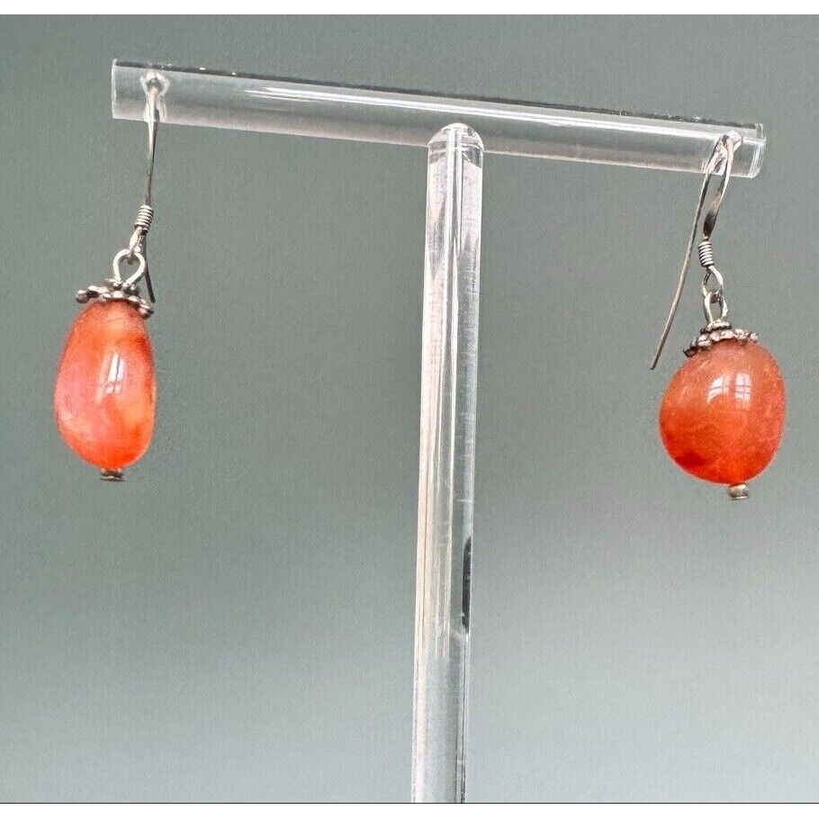 925 STERLING SILVER AGATE EARRINGS SKY