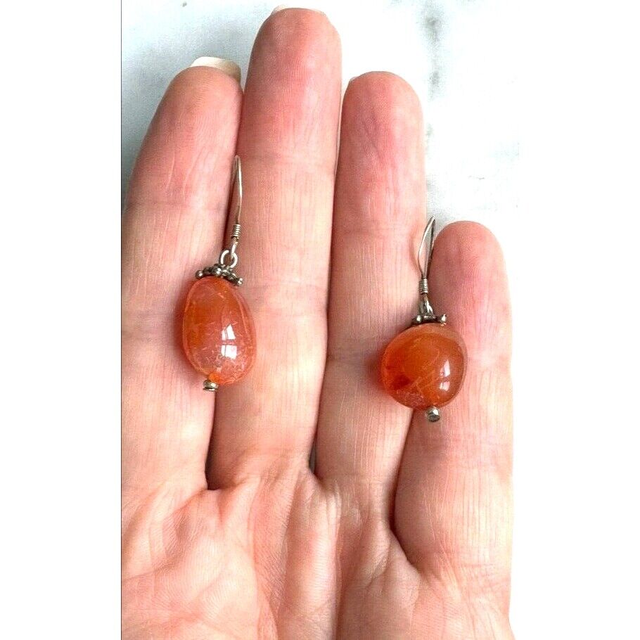 925 STERLING SILVER AGATE EARRINGS SKY