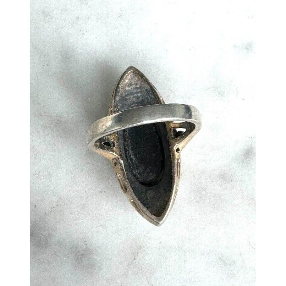 925 STERLING SILVER AND ONYX RING SIZE 6.5 SKY