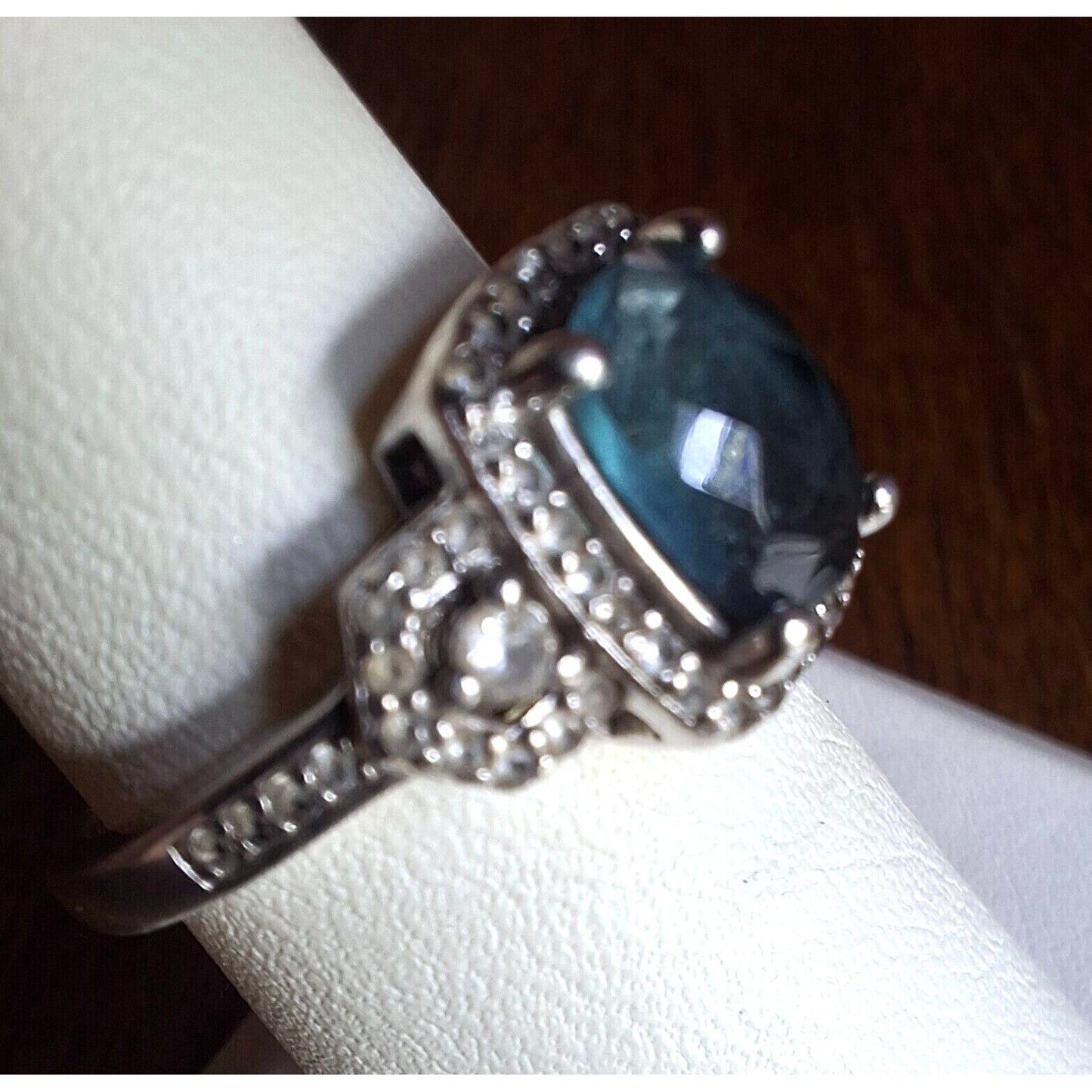 925 STERLING SILVER IOLITE AND GOSHENITE RING SIZE 6.75 SKY