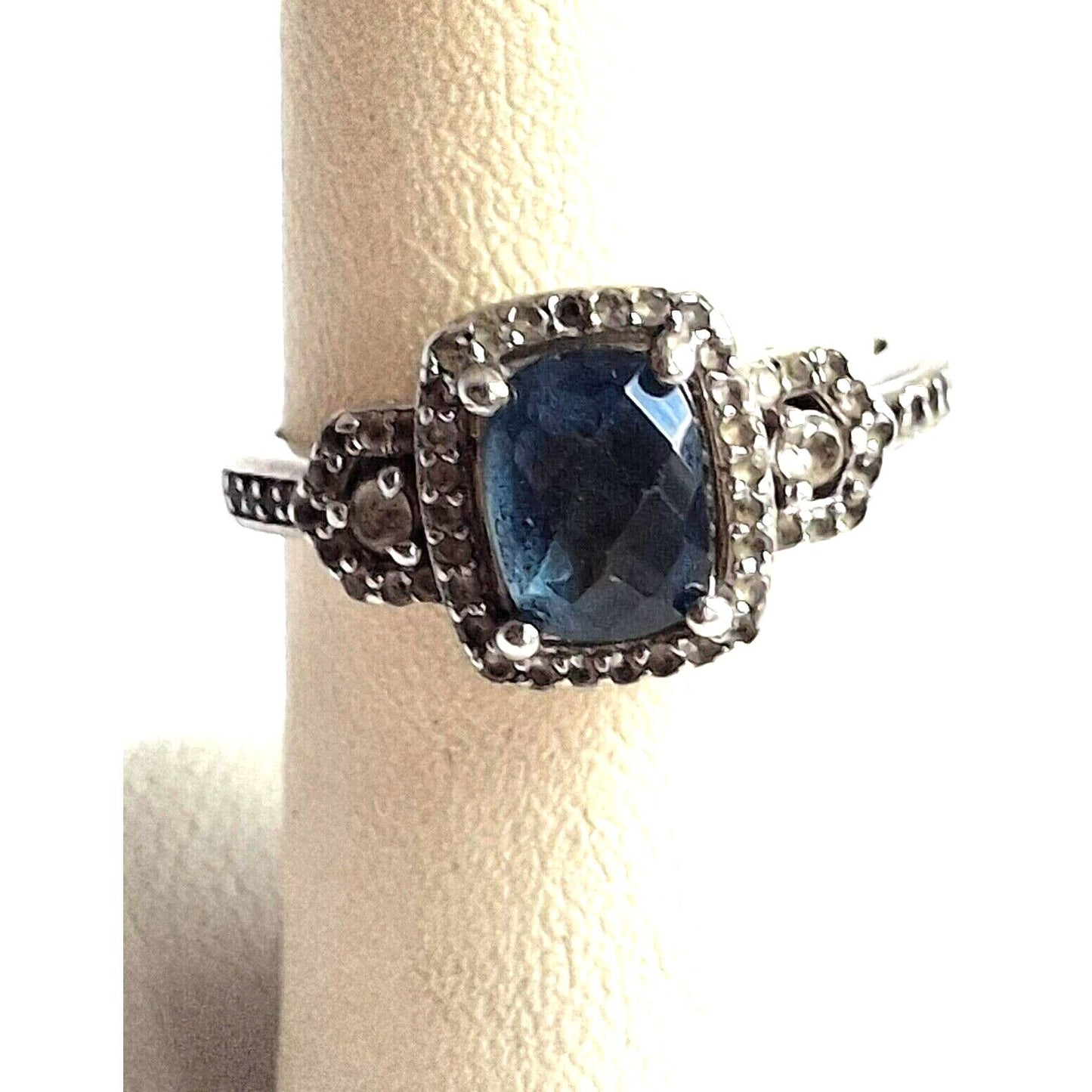 925 STERLING SILVER IOLITE AND GOSHENITE RING SIZE 6.75 SKY