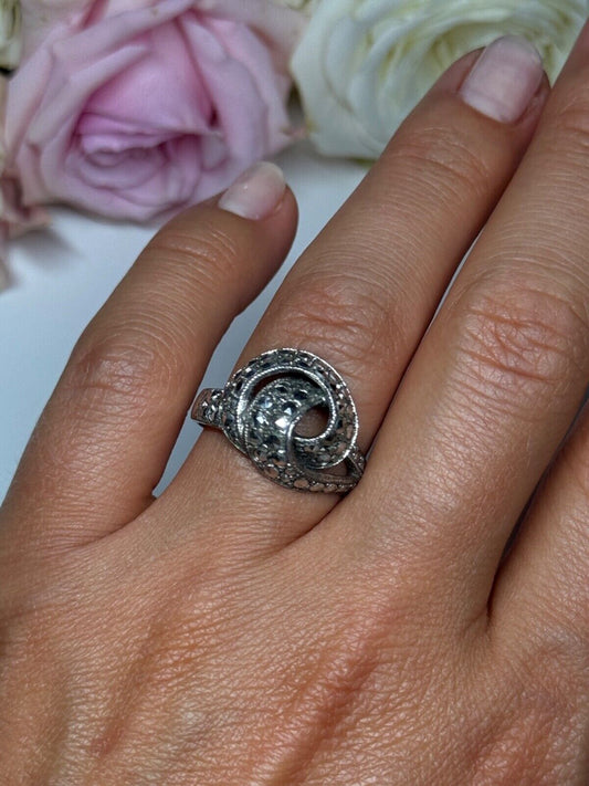 925 STERLING SILVER MARCASITE RING SIZE 8