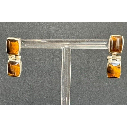 TAXCO 925 STERLING SILVER  TIGER'S EYE EARRINGS SKY