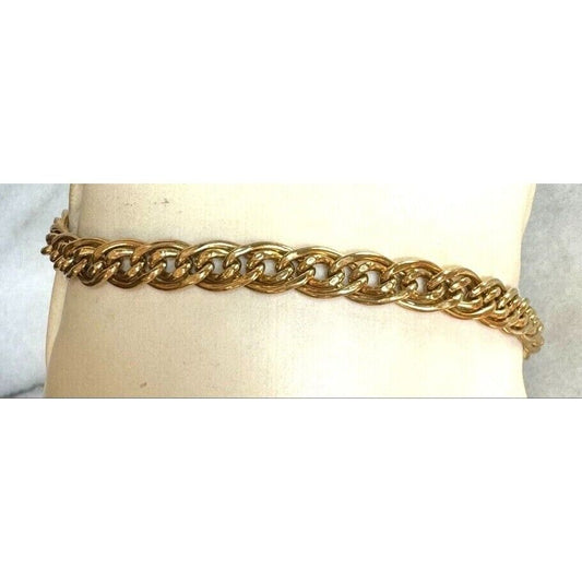 ITALIAN 925 STERLING SILVER  VERMEIL DOUBLE LINK CHAIN BRACELET SKY