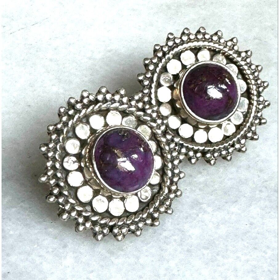 925 STERLING SILVER  AND CHAROITE STUD EARRINGS SKY