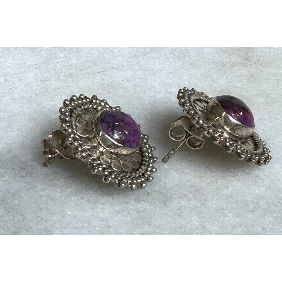 925 STERLING SILVER  AND CHAROITE STUD EARRINGS SKY