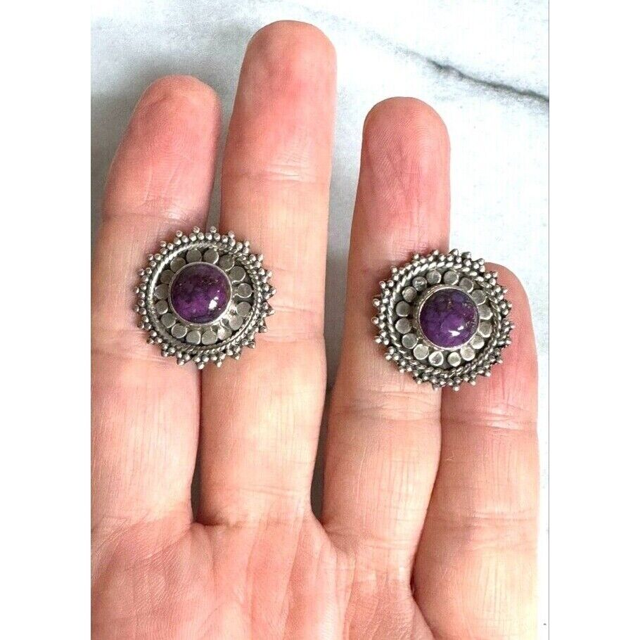 925 STERLING SILVER  AND CHAROITE STUD EARRINGS SKY