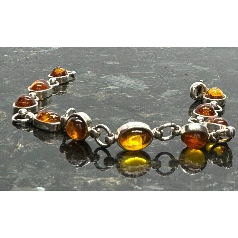 925 STERLING SILVER AND AMBER BRACELET SKY