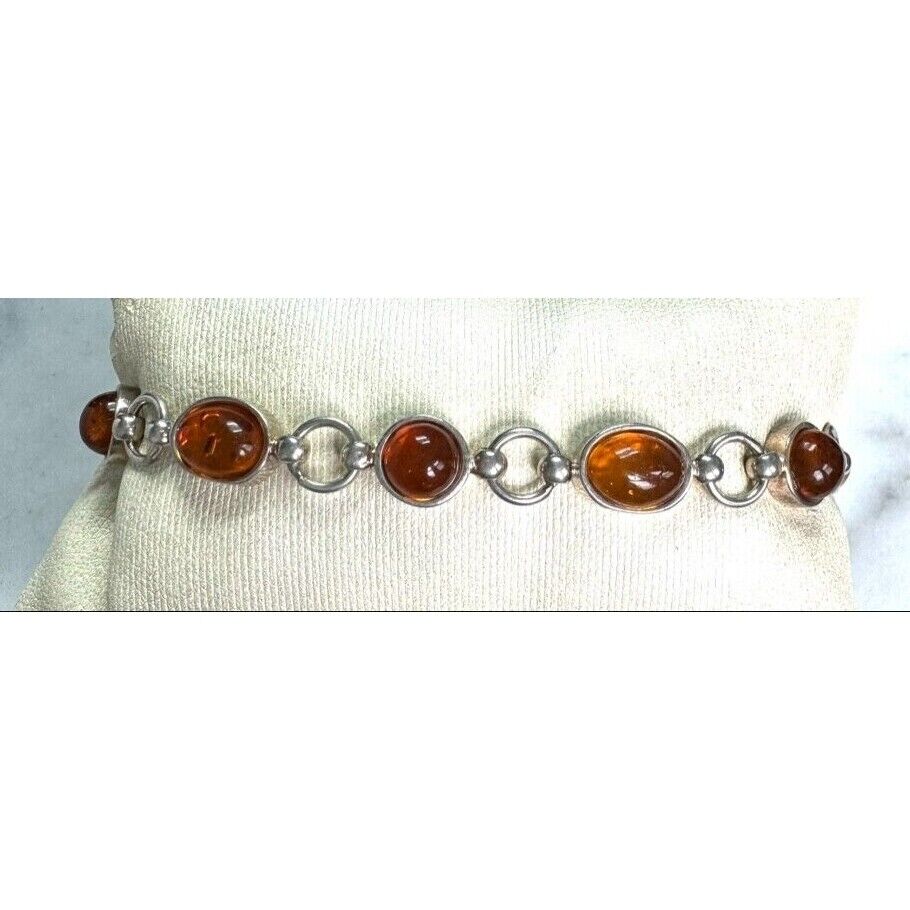 925 STERLING SILVER AND AMBER BRACELET SKY