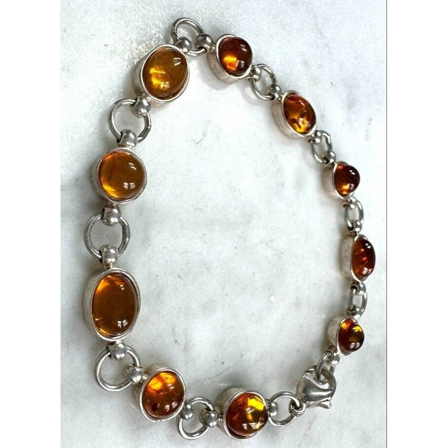 925 STERLING SILVER AND AMBER BRACELET SKY