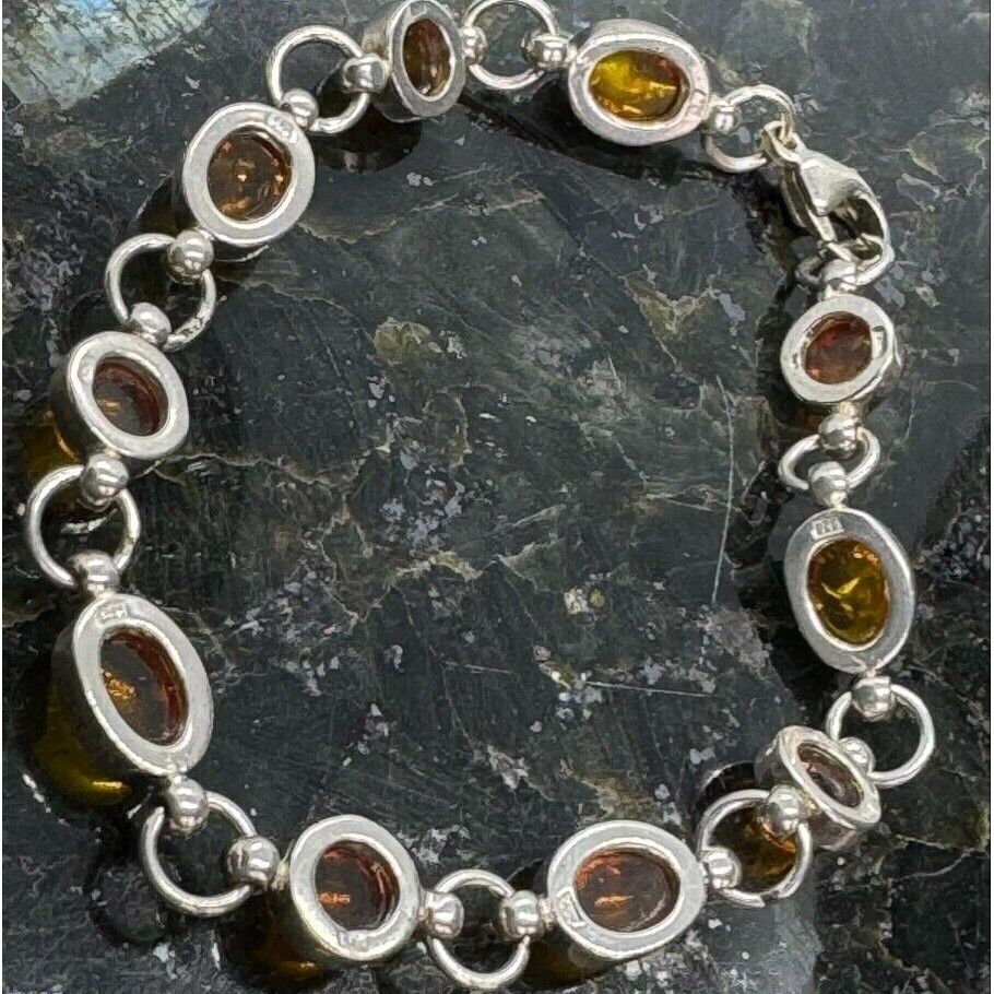 925 STERLING SILVER AND AMBER BRACELET SKY