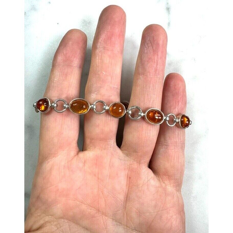 925 STERLING SILVER AND AMBER BRACELET SKY