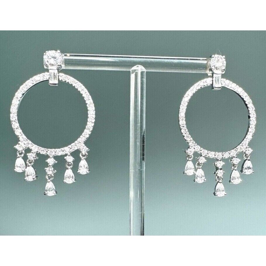 SPARKLING 925 STERLING SILVER  FRINGED HOOP EARRINGS SKY