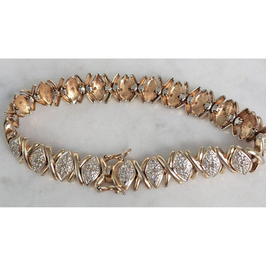 925 STERLING SILVER VERMEIL AND DIAMOND TENNIS BRACELET SKY