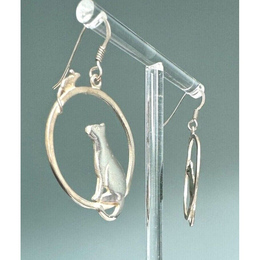 925 STERLING SILVER  CAT AND MOUSE EARRINGS SKY