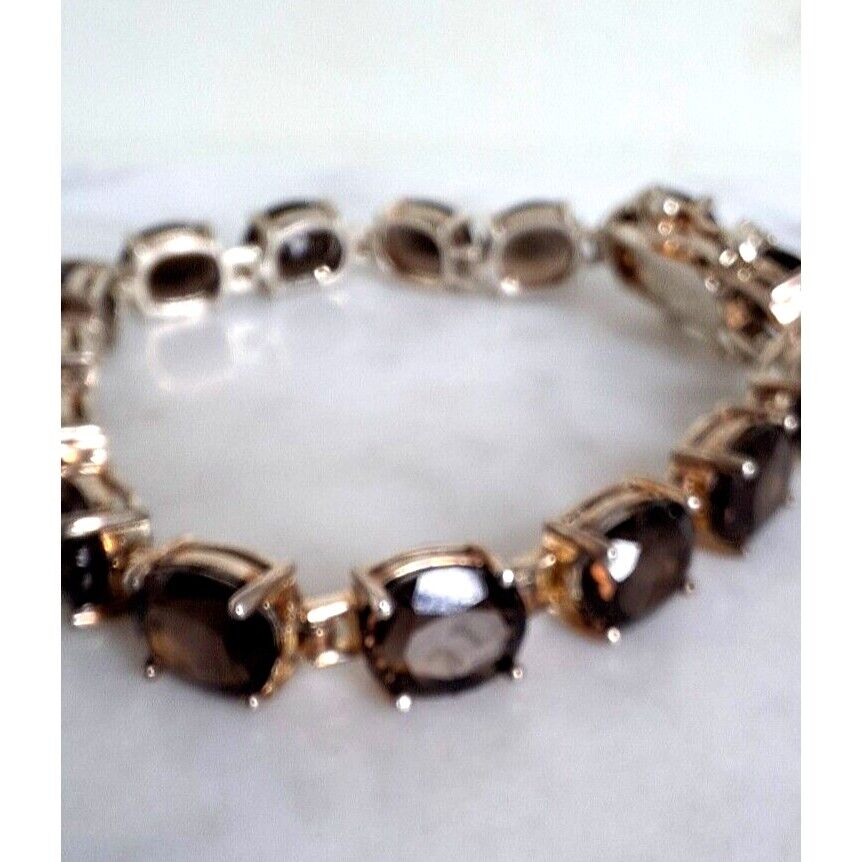 925 STERLING  SILVER  AND SMOKY QUARTZ BRACELET SKY