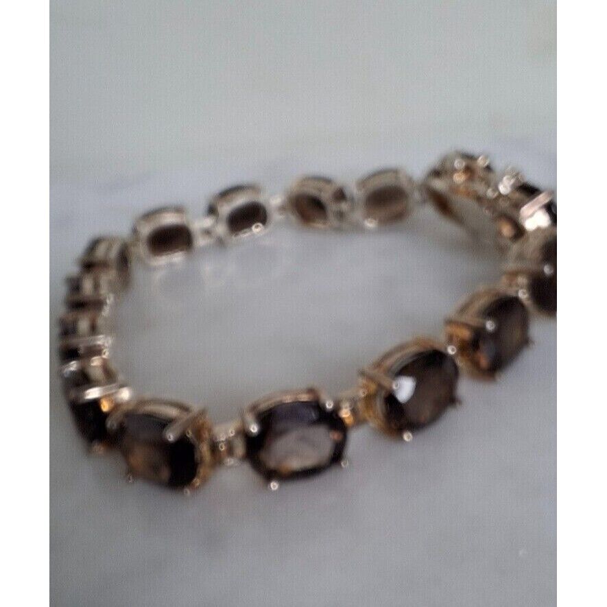 925 STERLING  SILVER  AND SMOKY QUARTZ BRACELET SKY