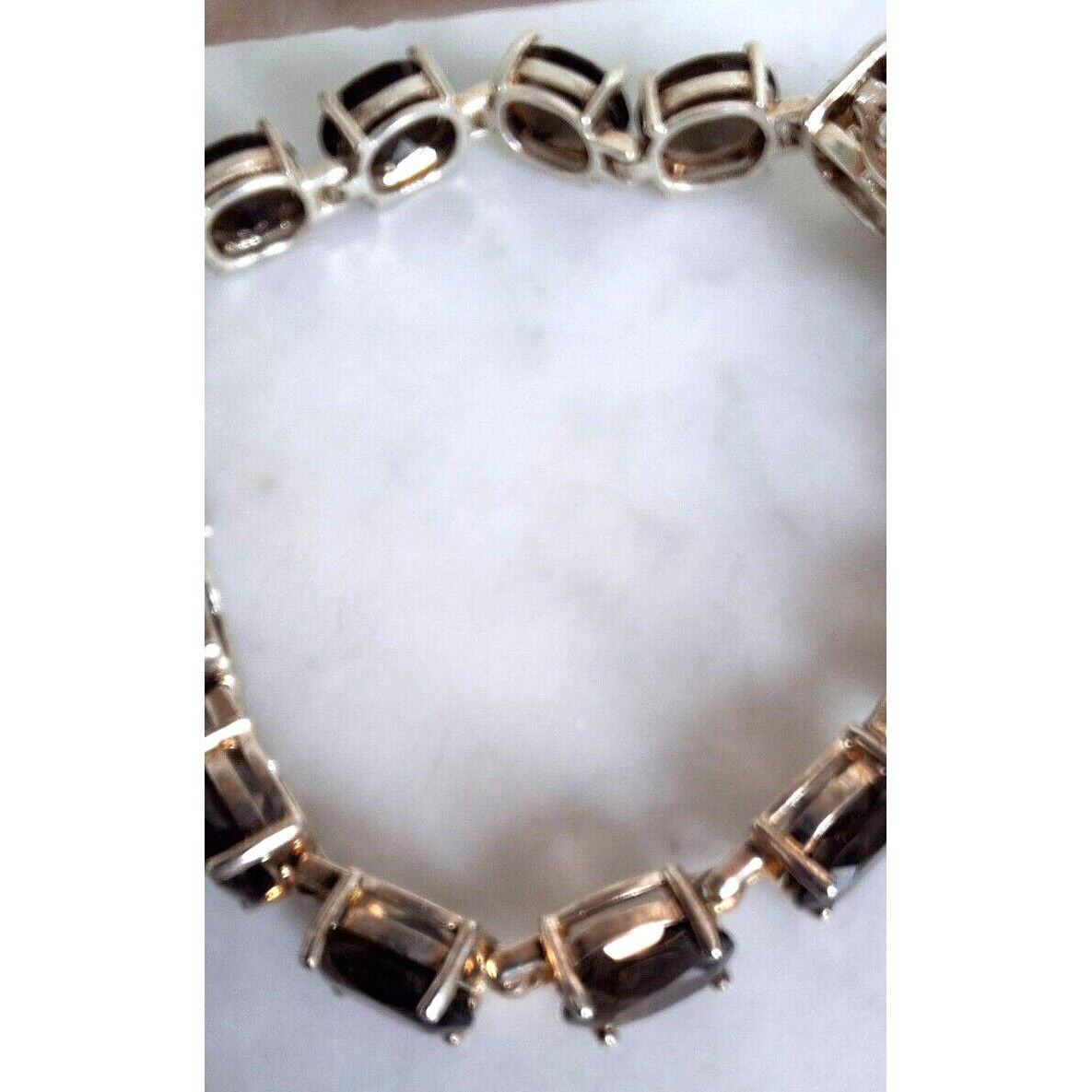 925 STERLING  SILVER  AND SMOKY QUARTZ BRACELET SKY