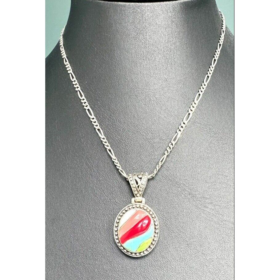 925 STERLING SILVER MULTI GEMSTONE RAINBOW PENDANT NECKLACE SKY