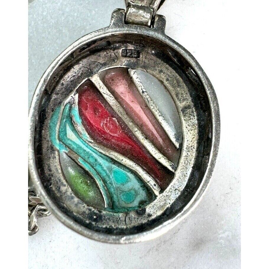 925 STERLING SILVER MULTI GEMSTONE RAINBOW PENDANT NECKLACE SKY