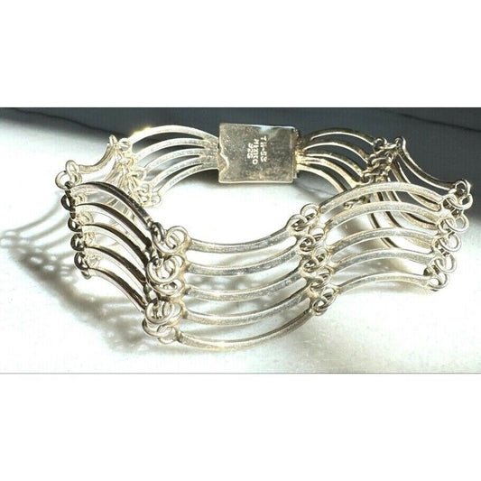 VINTAGE TAXCO 925 STERLING SILVER OCEAN WAVES BRACELET SKY