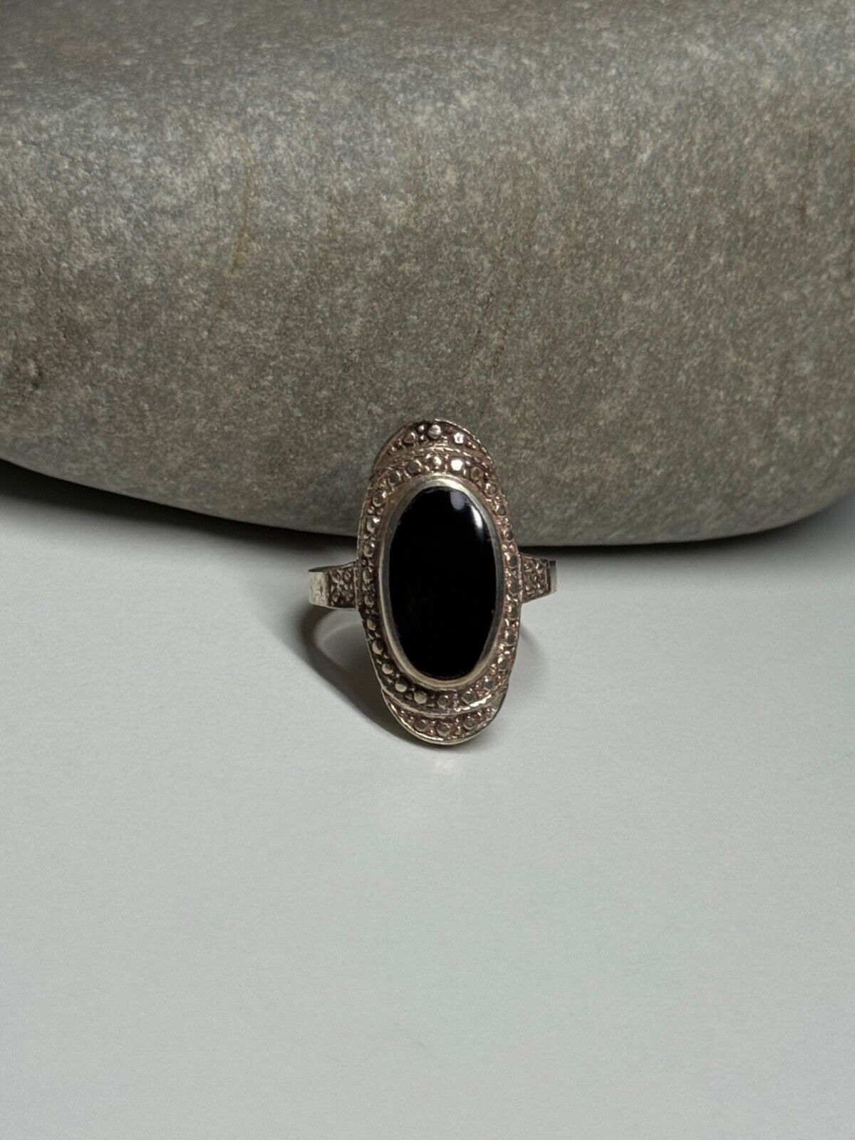 925 STERLING SILVER ONYX RING SIZE 5.5