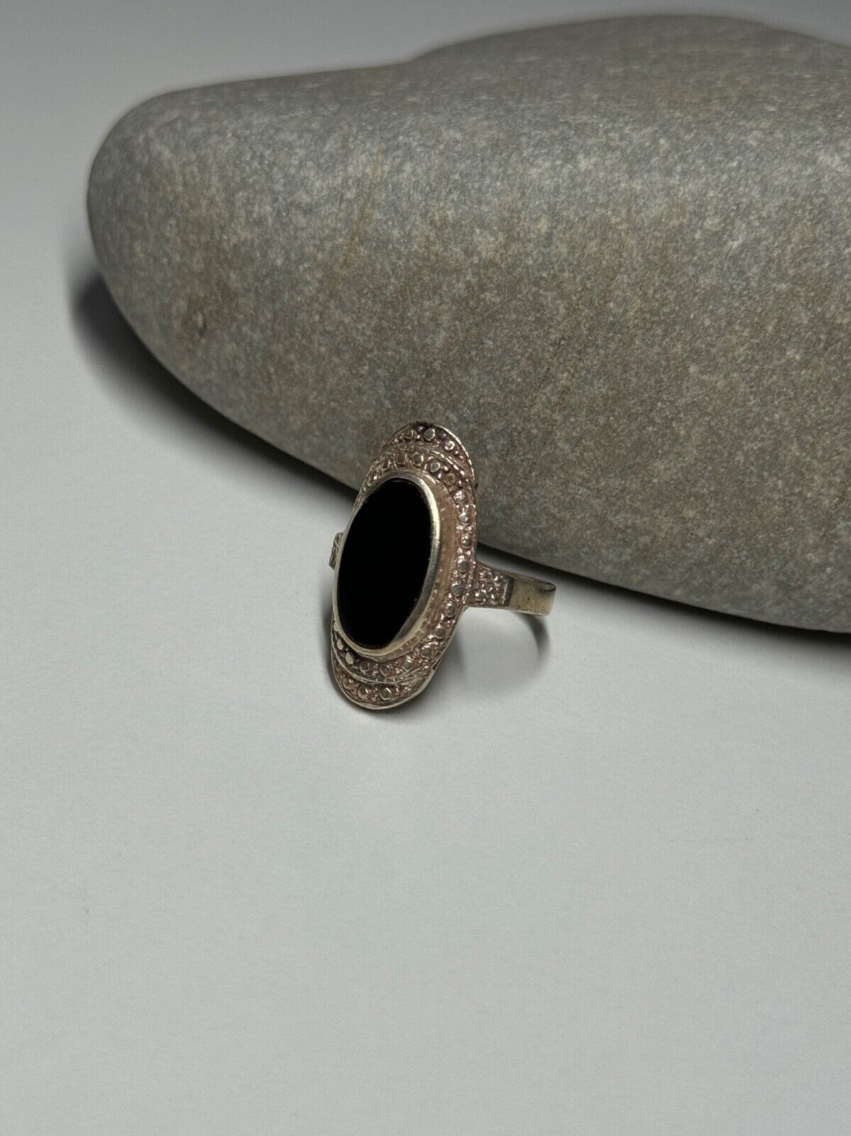 925 STERLING SILVER ONYX RING SIZE 5.5