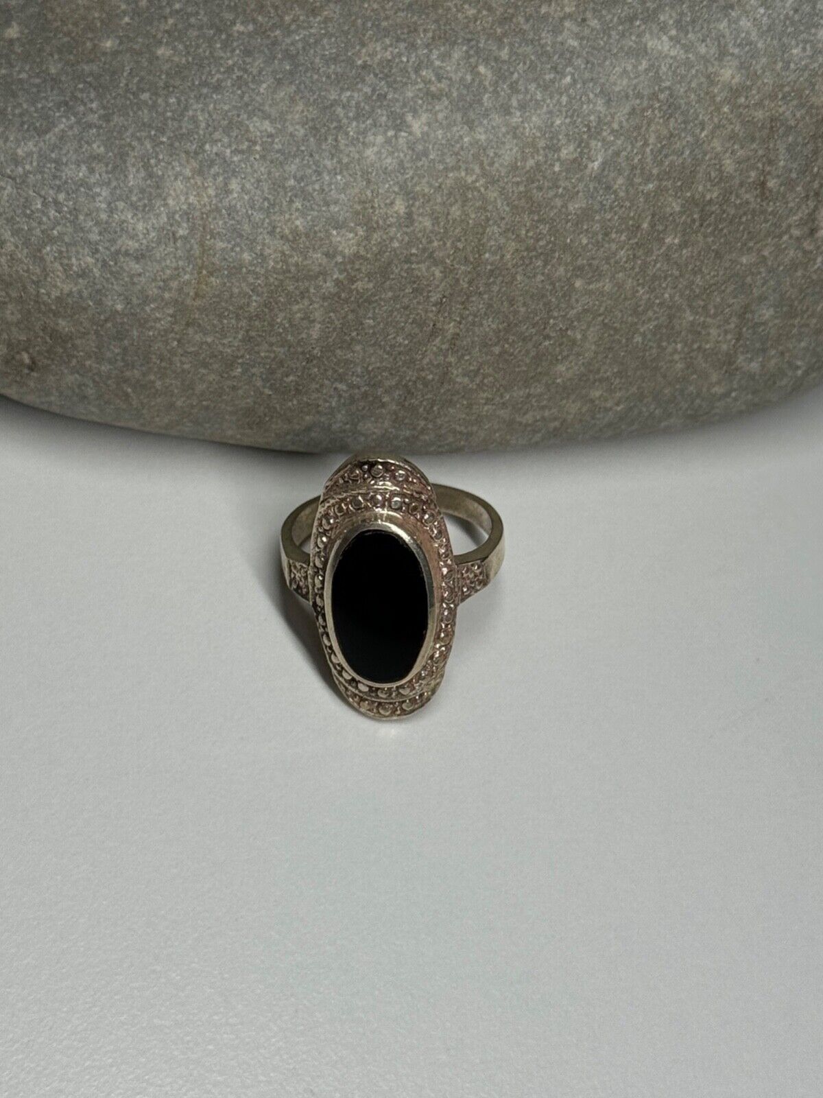 925 STERLING SILVER ONYX RING SIZE 5.5