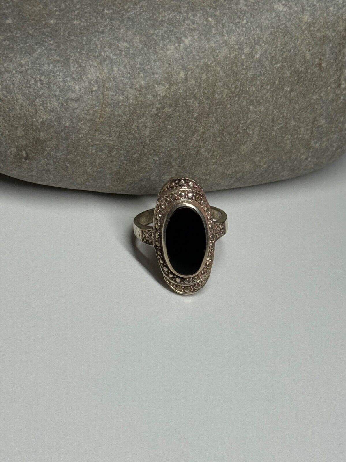 925 STERLING SILVER ONYX RING SIZE 5.5