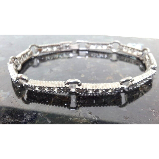 SPARKLING SOLID 925 STERLING SILVER AND CZ TENNIS BRACELET SKY