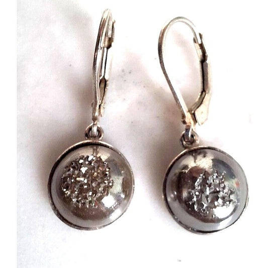 925 STERLING SILVER AND DRUZY AGATE EARRINGS SKY